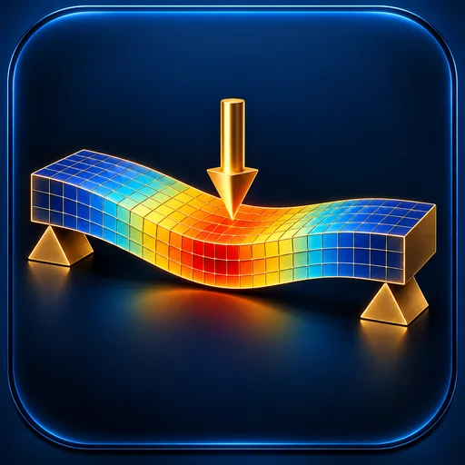 Finite-element beam under load with stress contours