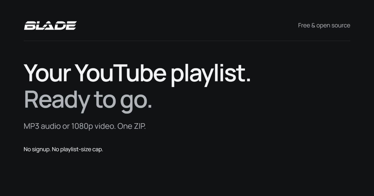 I built a free, open-source YouTube playlist downloader with a clean web UI